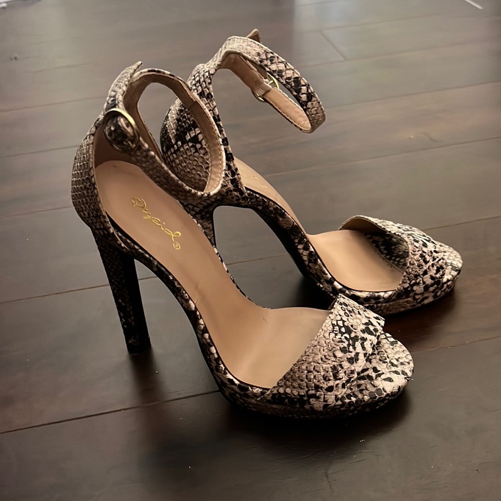 Snake print ankle strap heels size 5.5. Worn once